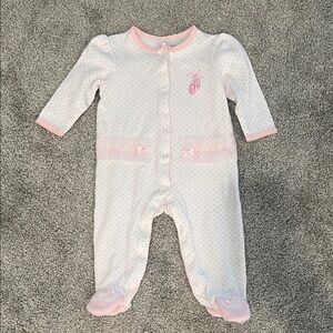 NEW Little Me Pink and White Baby Pajamas Onesie - 9m